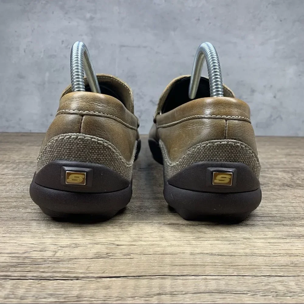 SKECHERS Shoes Men’s Sz 8 Brown Leather~”Rising Phoenix” Loafers Driving 60660‎